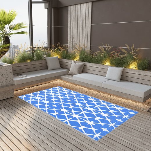 Outdoor-Teppich Blau und Wei 80x150 cm PP