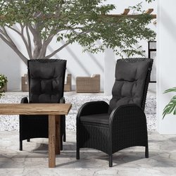 Gartensthle 2 Stk. Poly Rattan Schwarz