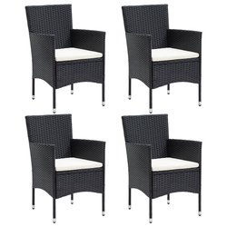 Garten-Esssthle 4 Stk. Poly Rattan Schwarz