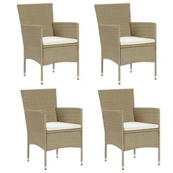 Garten-Esssthle 4 Stk. Poly Rattan Beige