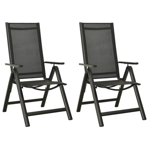 Klappbare Gartensthle 2 Stk. Textilene und Aluminium Schwarz