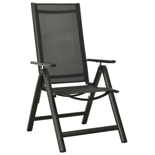 Klappbare Gartensthle 2 Stk. Textilene und Aluminium Schwarz