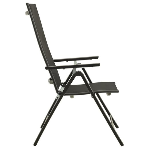 Klappbare Gartensthle 2 Stk. Textilene und Aluminium Schwarz