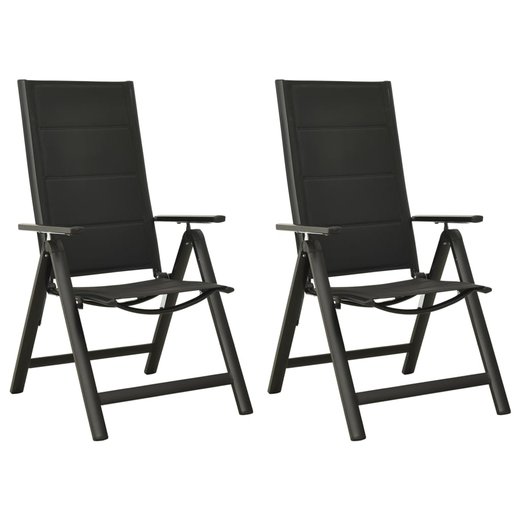 Klappbare Gartensthle 2 Stk. Textilene und Aluminium Schwarz