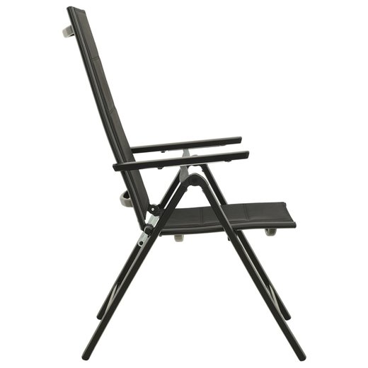 Klappbare Gartensthle 2 Stk. Textilene und Aluminium Schwarz
