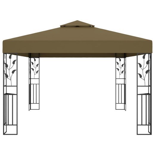 Pavillon mit Doppeldach 3x4 m Taupe 180 g/m