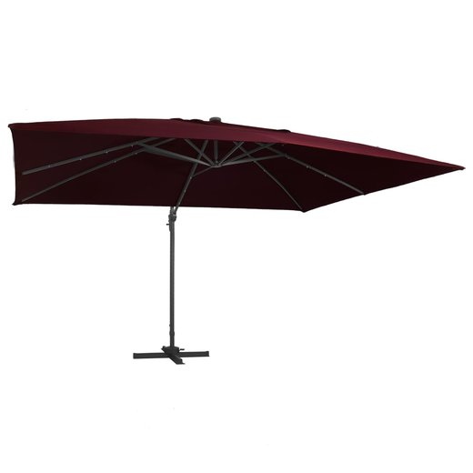 Ampelschirm mit LED-Leuchten Bordeauxrot 400x300 cm