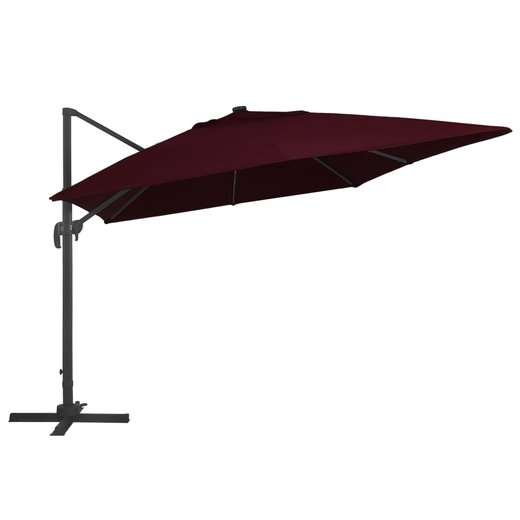 Ampelschirm mit LED-Leuchten Bordeauxrot 400x300 cm
