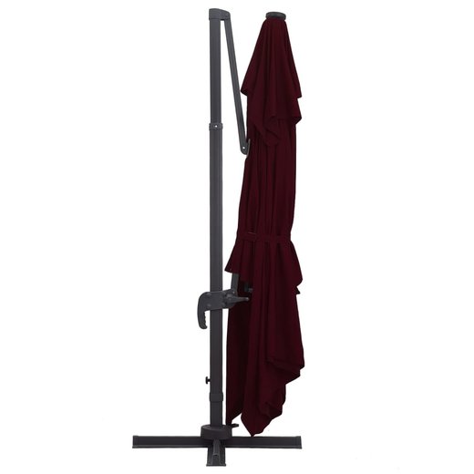 Ampelschirm mit LED-Leuchten Bordeauxrot 400x300 cm