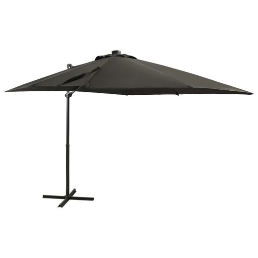 Ampelschirm mit Mast und LED-Leuchten Anthrazit 250 cm