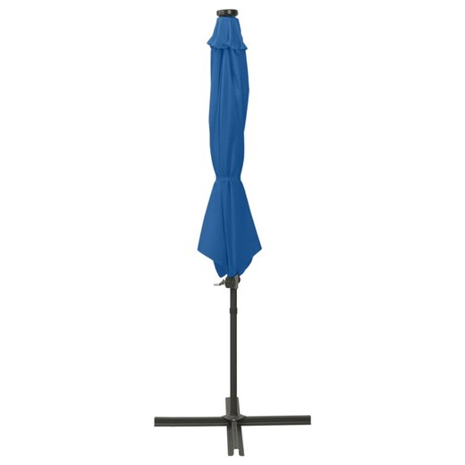 Ampelschirm mit Mast und LED-Leuchten Azurblau 300 cm