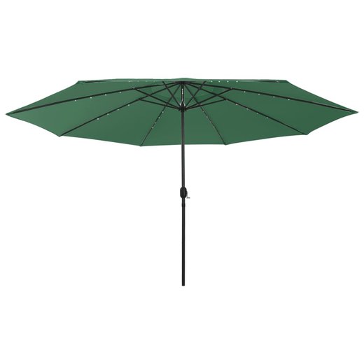 Sonnenschirm mit LED-Leuchten und Metallmast 400 cm Grn