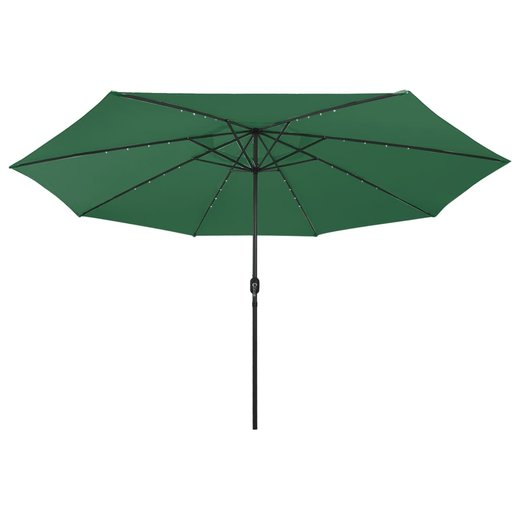 Sonnenschirm mit LED-Leuchten und Metallmast 400 cm Grn