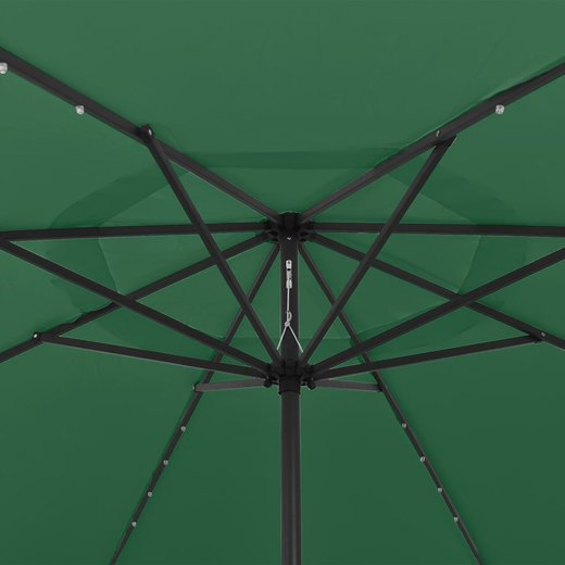 Sonnenschirm mit LED-Leuchten und Metallmast 400 cm Grn