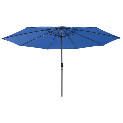 Sonnenschirm mit LED-Leuchten und Metallmast 400 cm Azurblau
