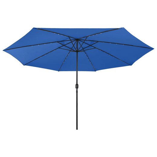 Sonnenschirm mit LED-Leuchten und Metallmast 400 cm Azurblau
