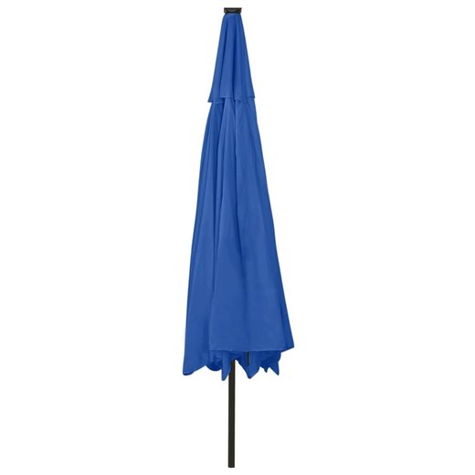 Sonnenschirm mit LED-Leuchten und Metallmast 400 cm Azurblau