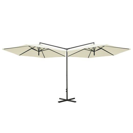 Doppel-Sonnenschirm mit Stahlmast Sandfarben 600 cm