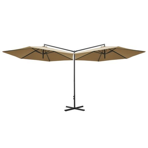 Doppel-Sonnenschirm mit Stahlmast Taupe 600 cm