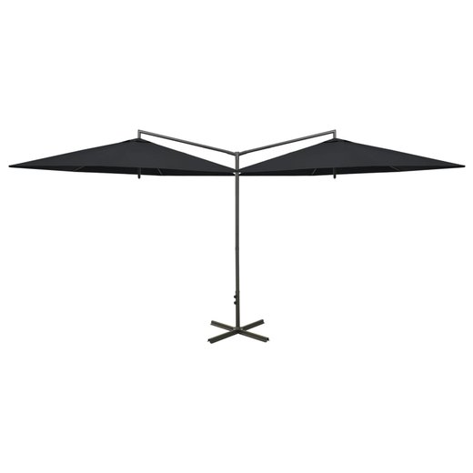 Doppel-Sonnenschirm mit Stahlmast Schwarz 600 cm