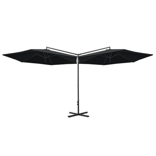 Doppel-Sonnenschirm mit Stahlmast Schwarz 600 cm