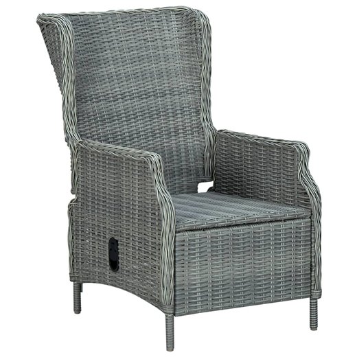 Verstellbarer Gartensessel mit Fuhocker Poly Rattan Hellgrau