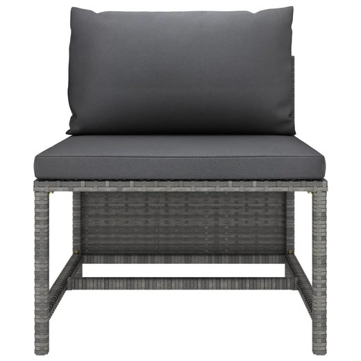 3-Sitzer-Gartensofa mit Kissen Grau Poly Rattan