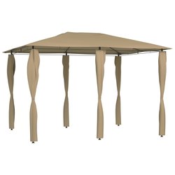 Pavillon mit Pfostenabdeckungen 3x4x2,6 m Taupe 160 g/m
