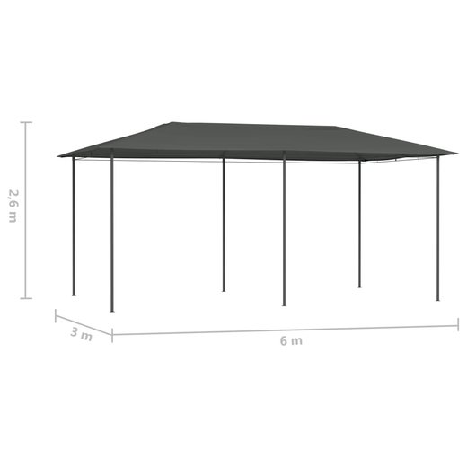 Pavillon 3x6x2,6 m Anthrazit 160 g/m