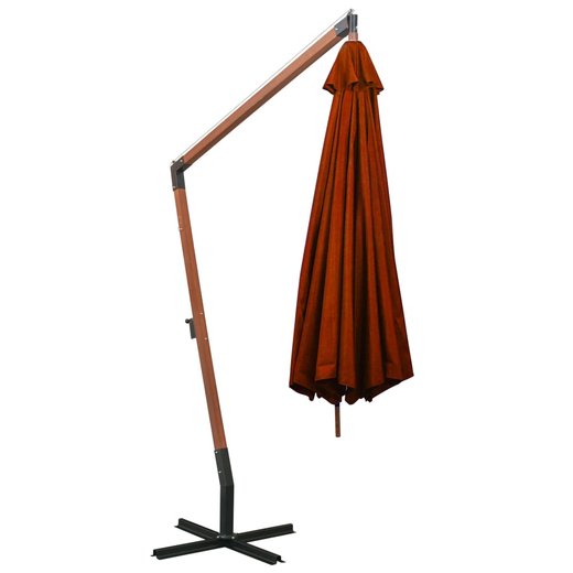 Ampelschirm mit Mast Terracotta-Rot 3,5x2,9 m Massivholz Tanne