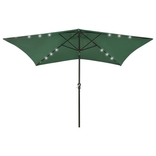 Sonnenschirm mit LEDs und Stahl-Mast Grn 2x3 m