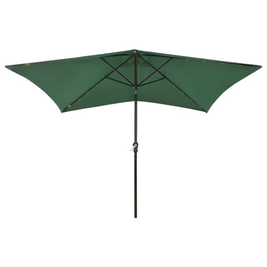 Sonnenschirm mit LEDs und Stahl-Mast Grn 2x3 m