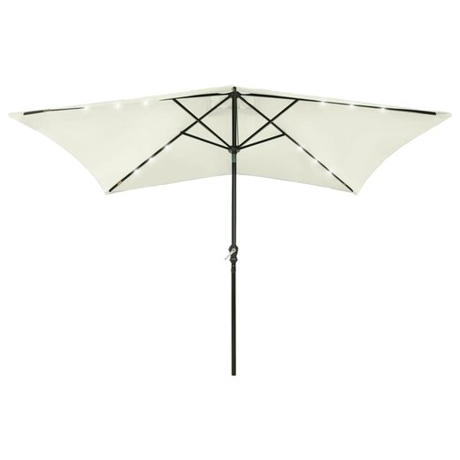 Sonnenschirm mit LEDs und Stahl-Mast Sandfarben 2x3 m