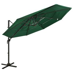 Sonnenschirm mit Aluminium-Mast 4-lagig Grn 3x3 m