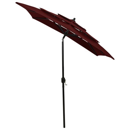 Sonnenschirm mit Aluminium-Mast 3-lagig Bordeauxrot 2x2 m