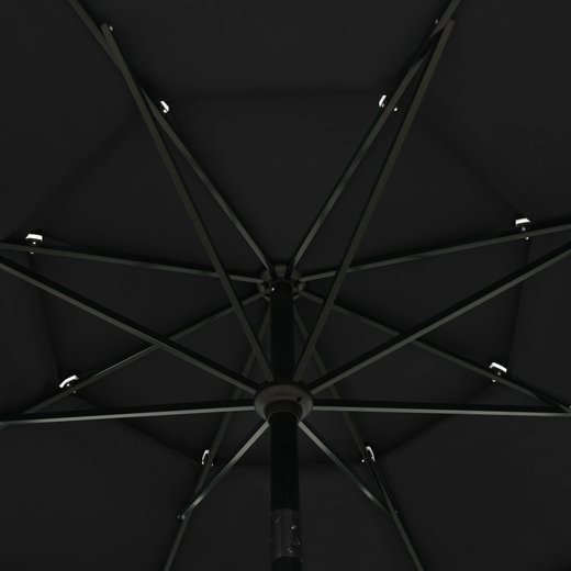 Sonnenschirm mit Aluminium-Mast 3-lagig Schwarz 3,5 m