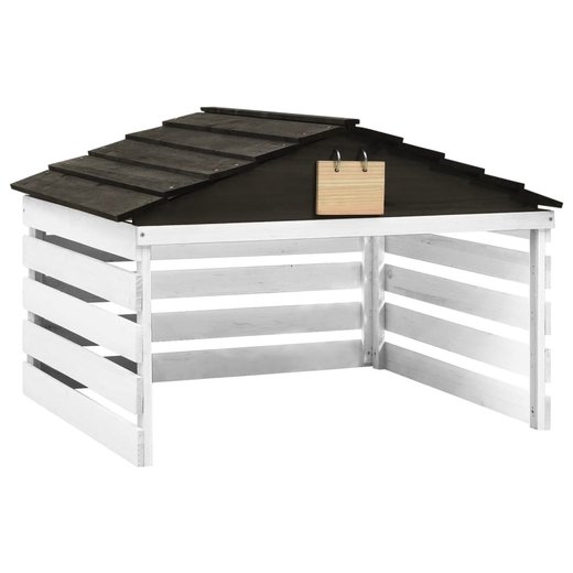 Mhroboter-Garage Schwarz und Wei 78x74x54 cm Tannenholz