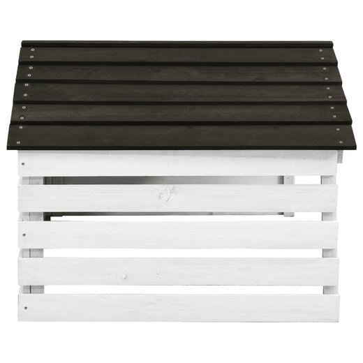 Mhroboter-Garage Schwarz und Wei 78x74x54 cm Tannenholz