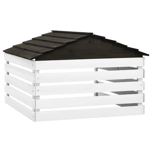Mhroboter-Garage Schwarz und Wei 78x74x54 cm Tannenholz