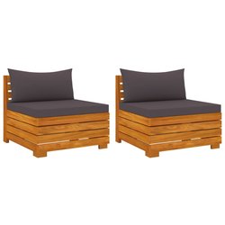 2-Sitzer-Gartensofa mit Kissen Massivholz Akazie