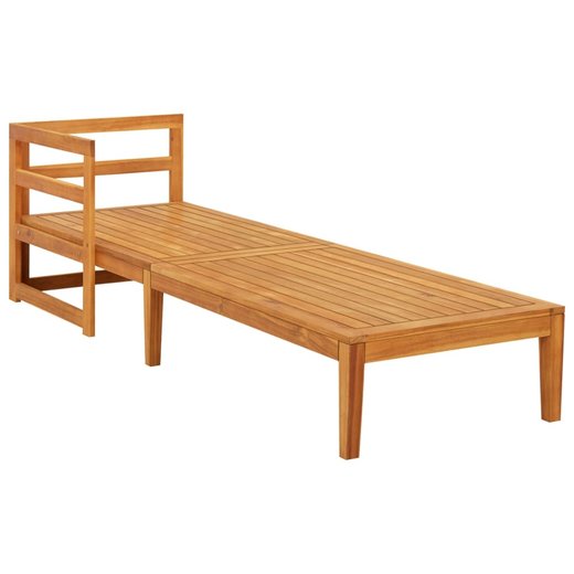 Sonnenliege mit 1 Armlehne Cremewei Massivholz Akazie