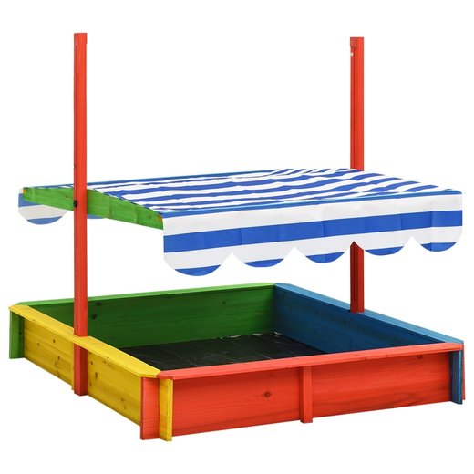 Sandkasten mit Verstellbarem Dach Tannenholz Mehrfarbig UV50