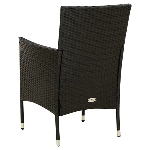 Gartensthle mit Sitzpolster 2 Stk. Poly Rattan Schwarz