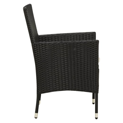 Gartensthle mit Kissen 4 Stk. Poly Rattan Schwarz