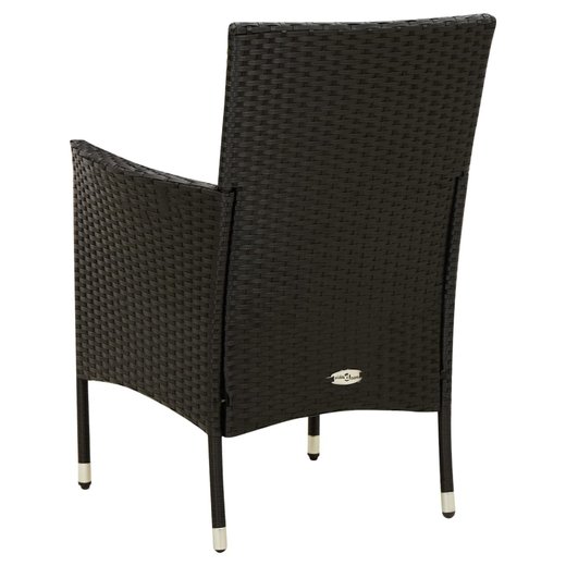 Gartensthle mit Kissen 4 Stk. Poly Rattan Schwarz