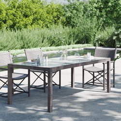 Gartentisch Braun 190x90x75 cm Gehrtetes Glas und Poly...