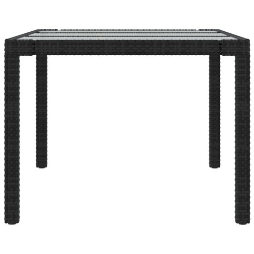 Gartentisch Schwarz 190x90x75 cm Gehrtetes Glas Poly Rattan