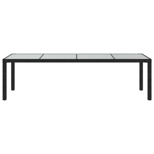 Gartentisch Schwarz 250x100x75 cm Gehrtetes Glas Poly Rattan