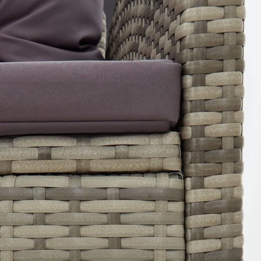 2-tlg. Garten-Lounge-Set mit Kissen Poly Rattan Grau