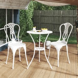 3-tlg. Bistro-Set Aluminiumguss Wei